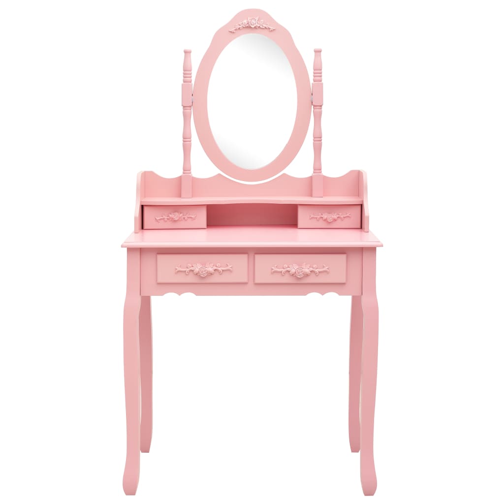 vidaXL Туалетний столик з табуретом Рожевий 75x69x140 см Павловнія