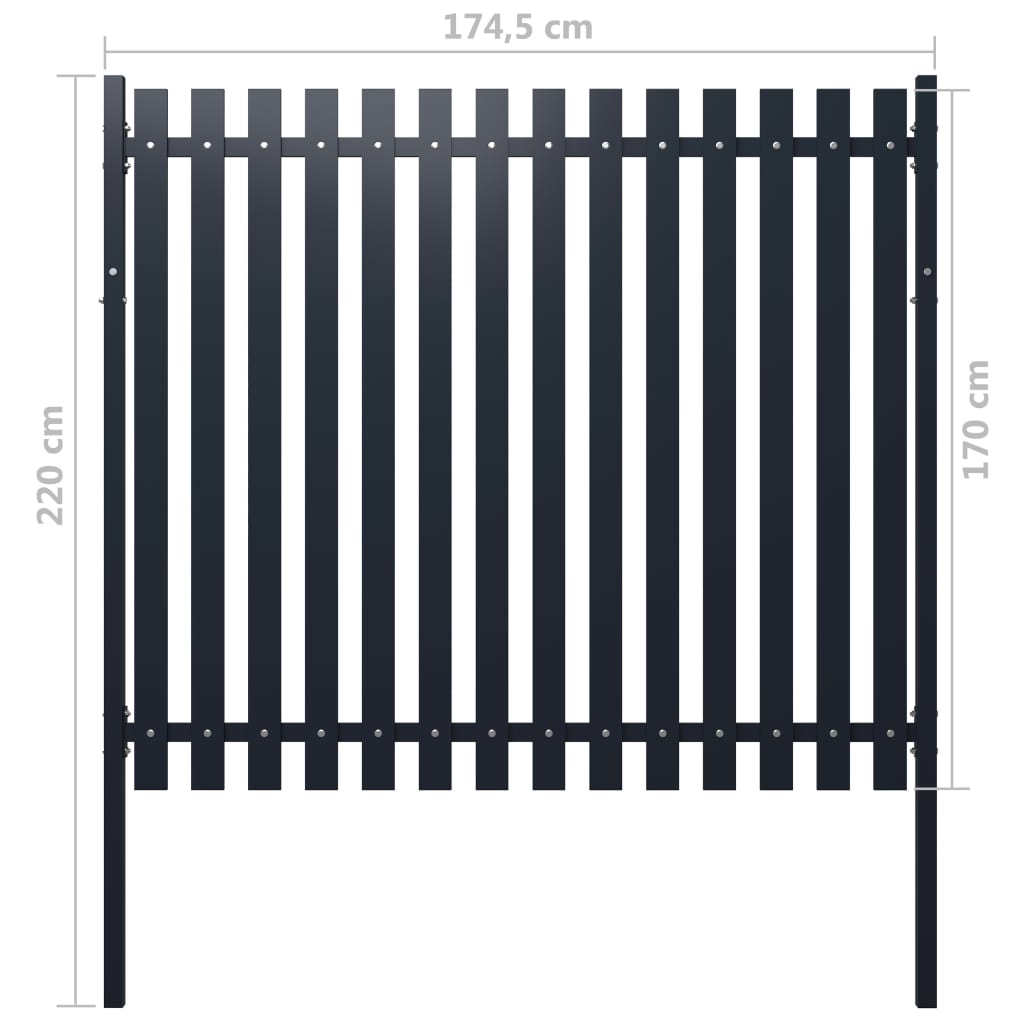 146474 vidaXL Fence Panel Anthracite 174,5x170 cm Powder-coated Steel