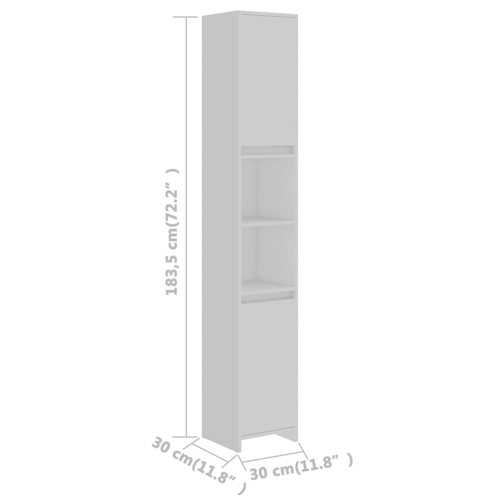 vidaXL Шафа для ванної кімнати Білий 30x30x183,5 см ДСП