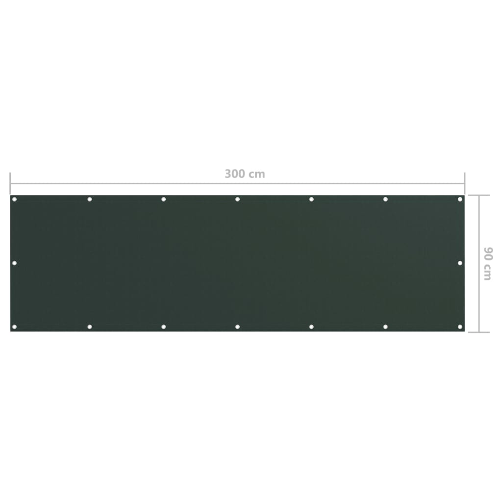 vidaXL Балконна Ширма Темно-Зелений 90х300 см Тканина Оксфорд