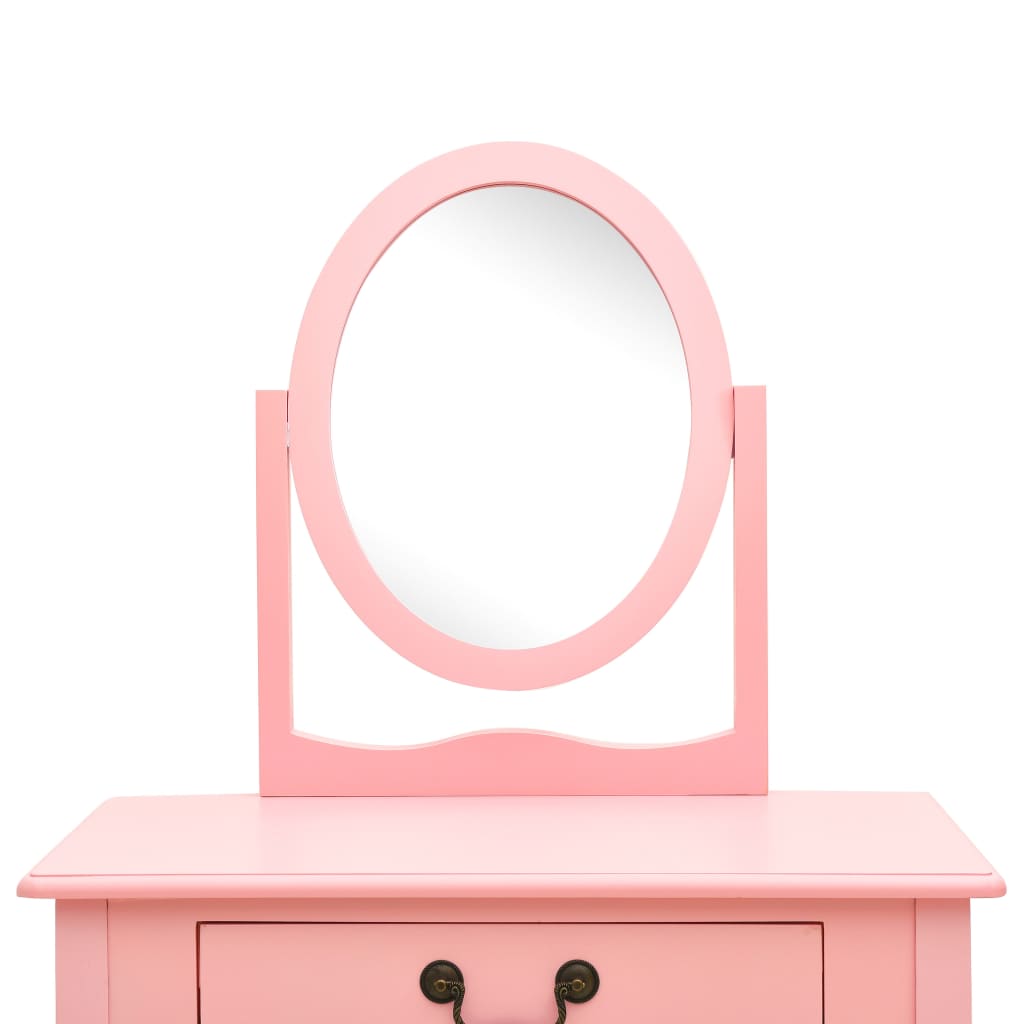 vidaXL Туалетний столик з табуретом Рожевий 65x36x128 см Павловнія/МДФ