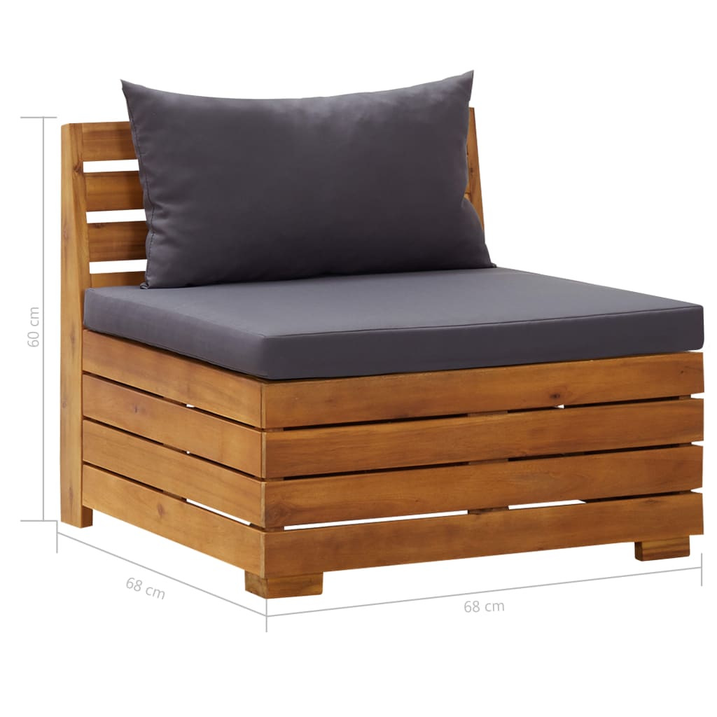 vidaXL Секційний середній диван з подушками 1 шт Масив акації