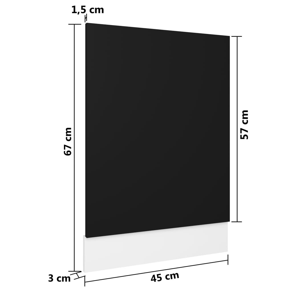 vidaXL Панель для Посудомийної Машини Чорний 45x3x67 см ДСП