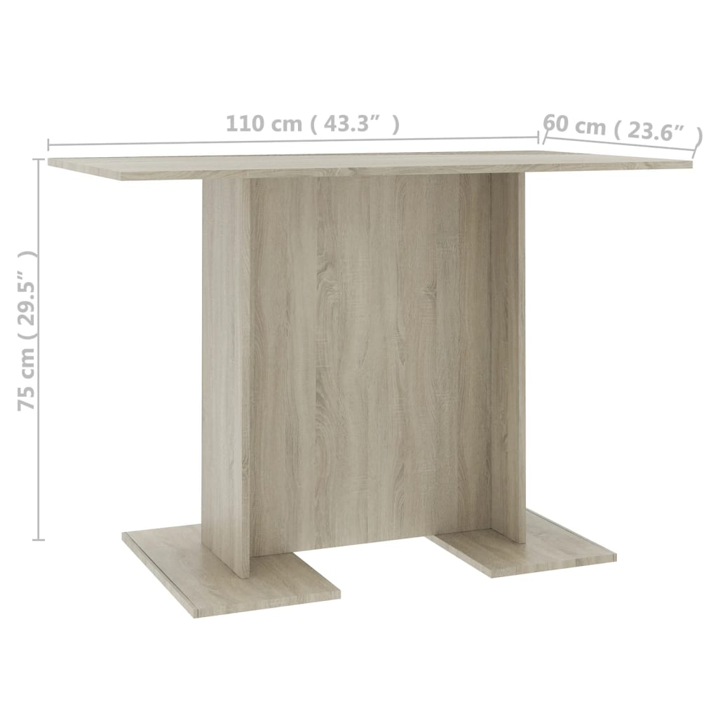 800246 vidaXL Dining Table Sonoma Oak 110x60x75 cm Chipboard