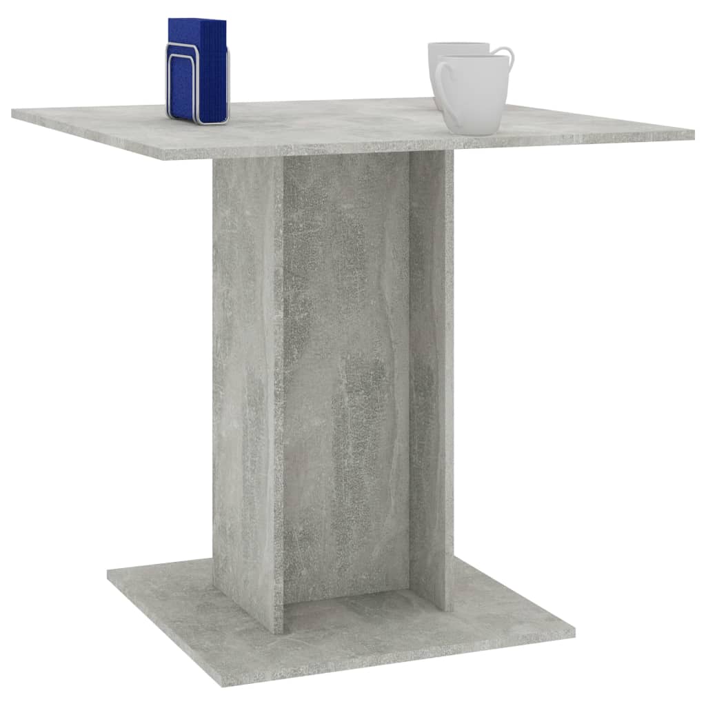 800256 vidaXL Dining Table Concrete Grey 80x80x75 cm Chipboard