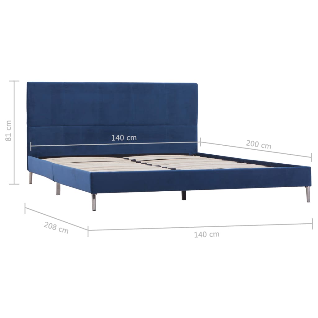 vidaXL Каркас ліжка Синій 140x200 см Тканина