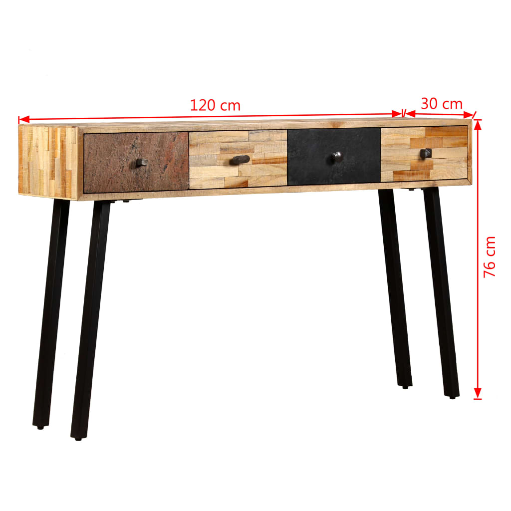 vidaXL Консольний стіл 120х30х76 см Масив відновленої тикової деревини