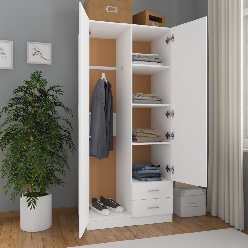 800639 vidaXL Wardrobe White 80x52x180 cm Chipboard