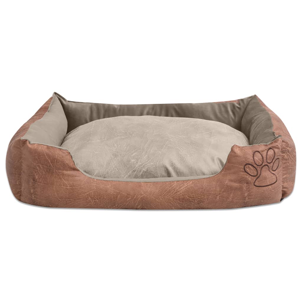 vidaXL Лежак для собак з подушкою Бежевий Розмір L ПУ/Штучна шкіра