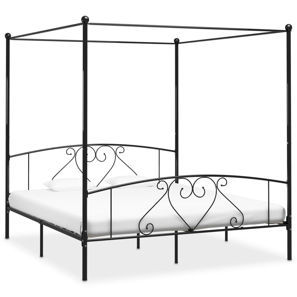 vidaXL Каркас ліжка з балдахіном Чорний 200x200 см Метал