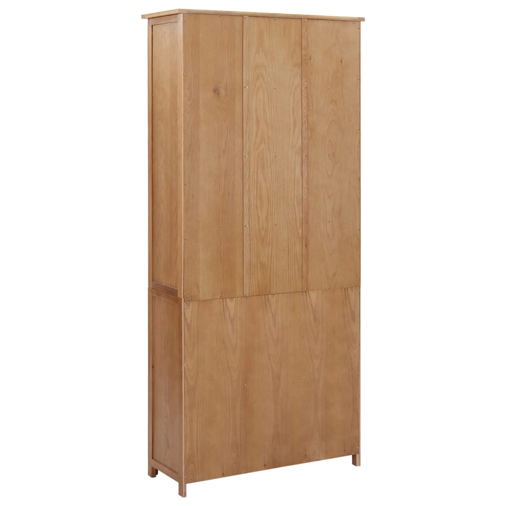 vidaXL Книжкова шафа з 4 дверцятами 90x35x200 см Масив дуба і скло