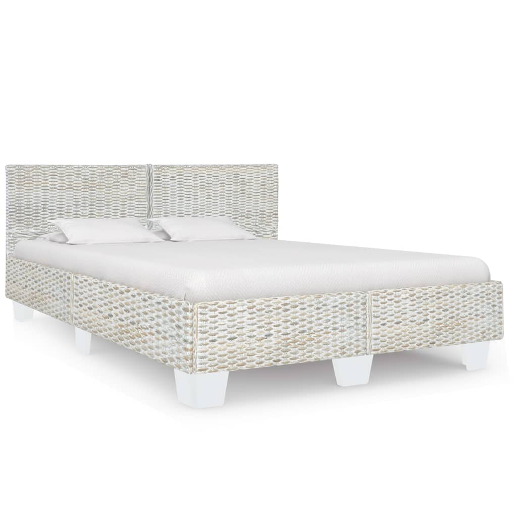 vidaXL Каркас ліжка Сірий 160x200 см Натуральний ротанг