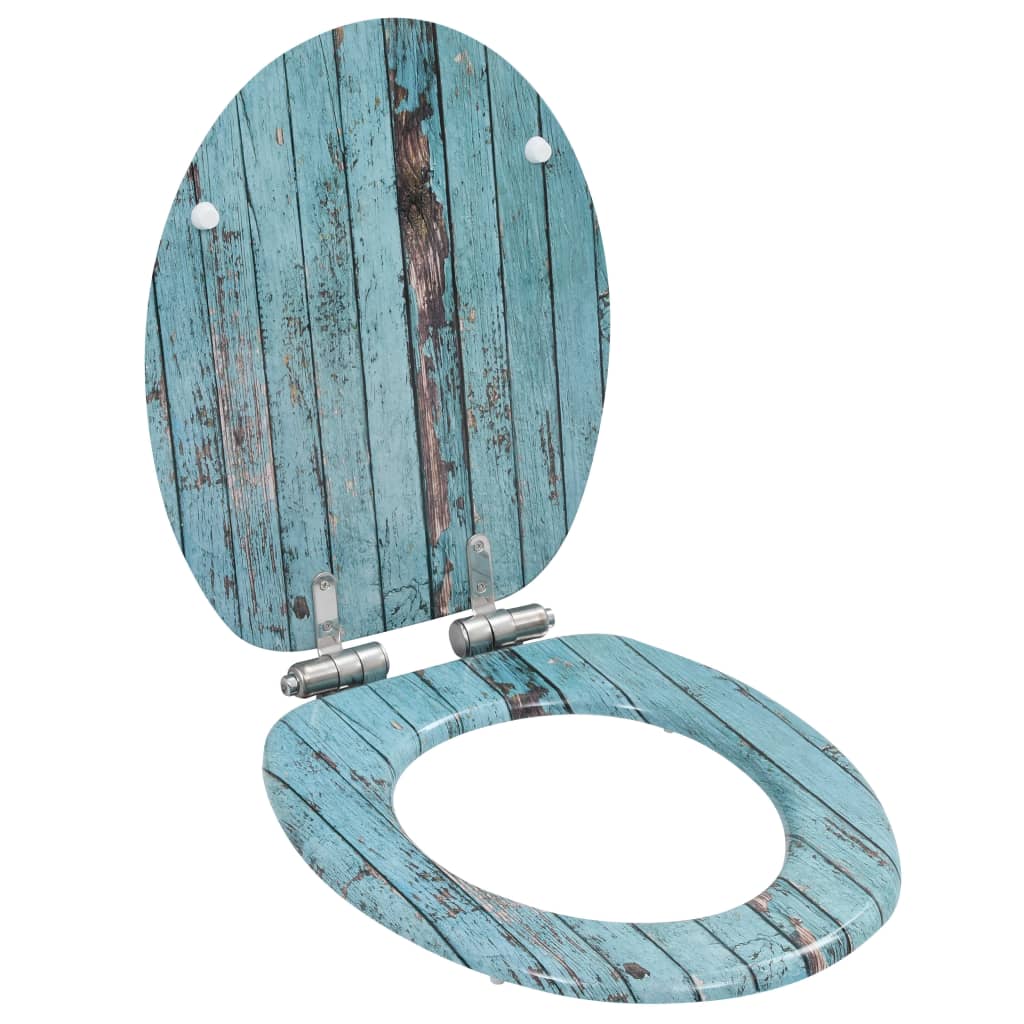 143931 vidaXL WC Toilet Seat with Soft Close Lid MDF Old Wood Design