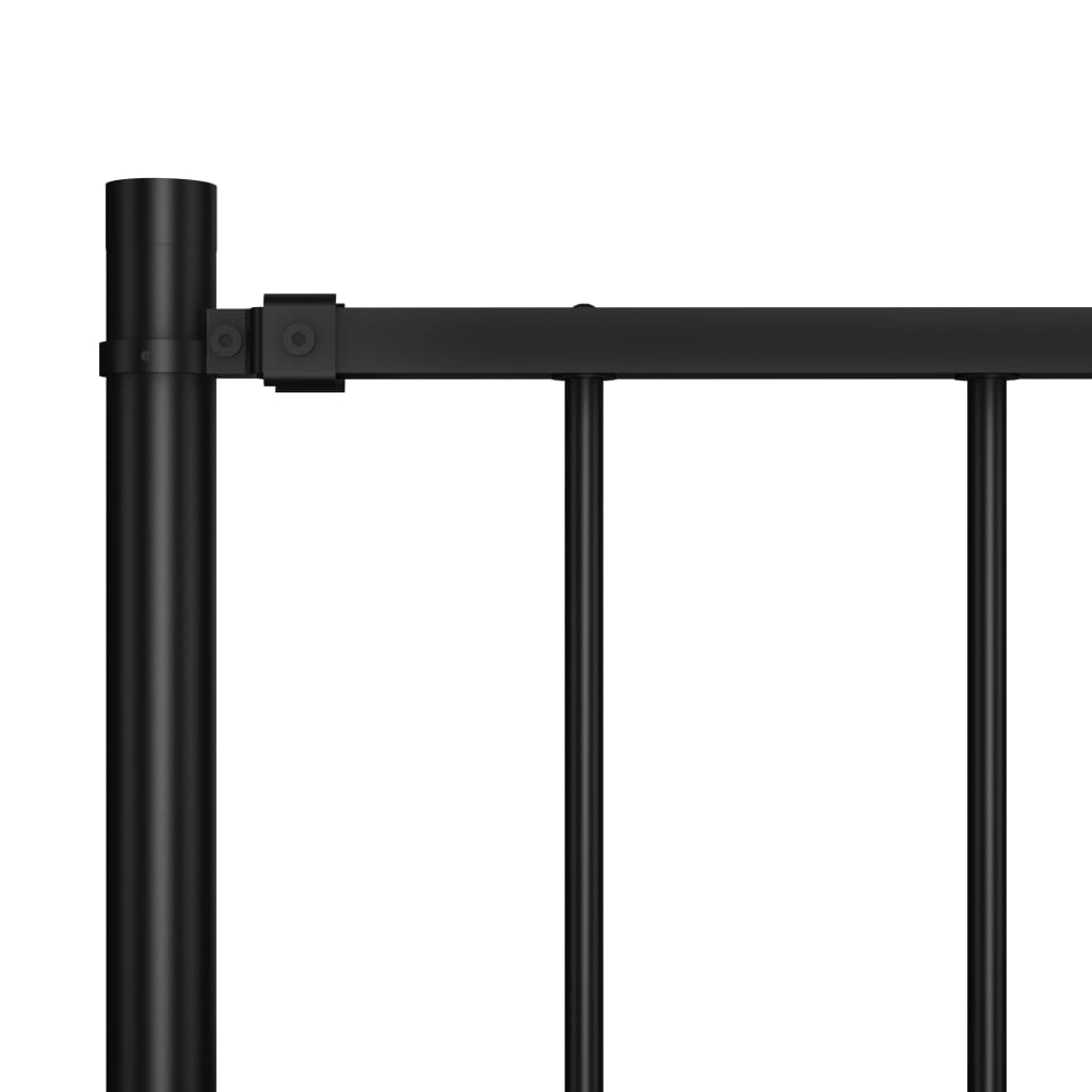 145210 vidaXL Fence Panel with Posts Powder-coated Steel 1,7x1 m Black