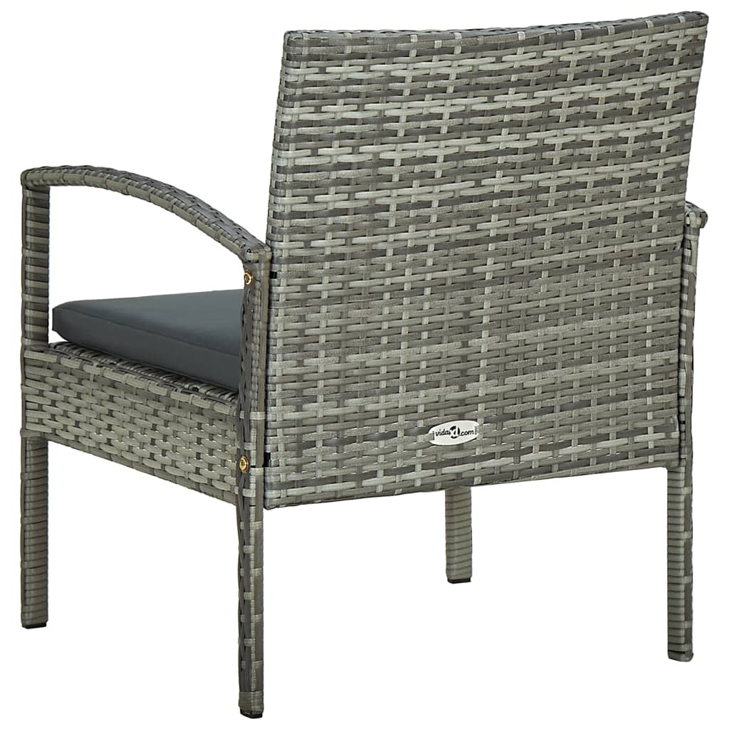 vidaXL Садове крісло з подушкою Сірий Поліротанг