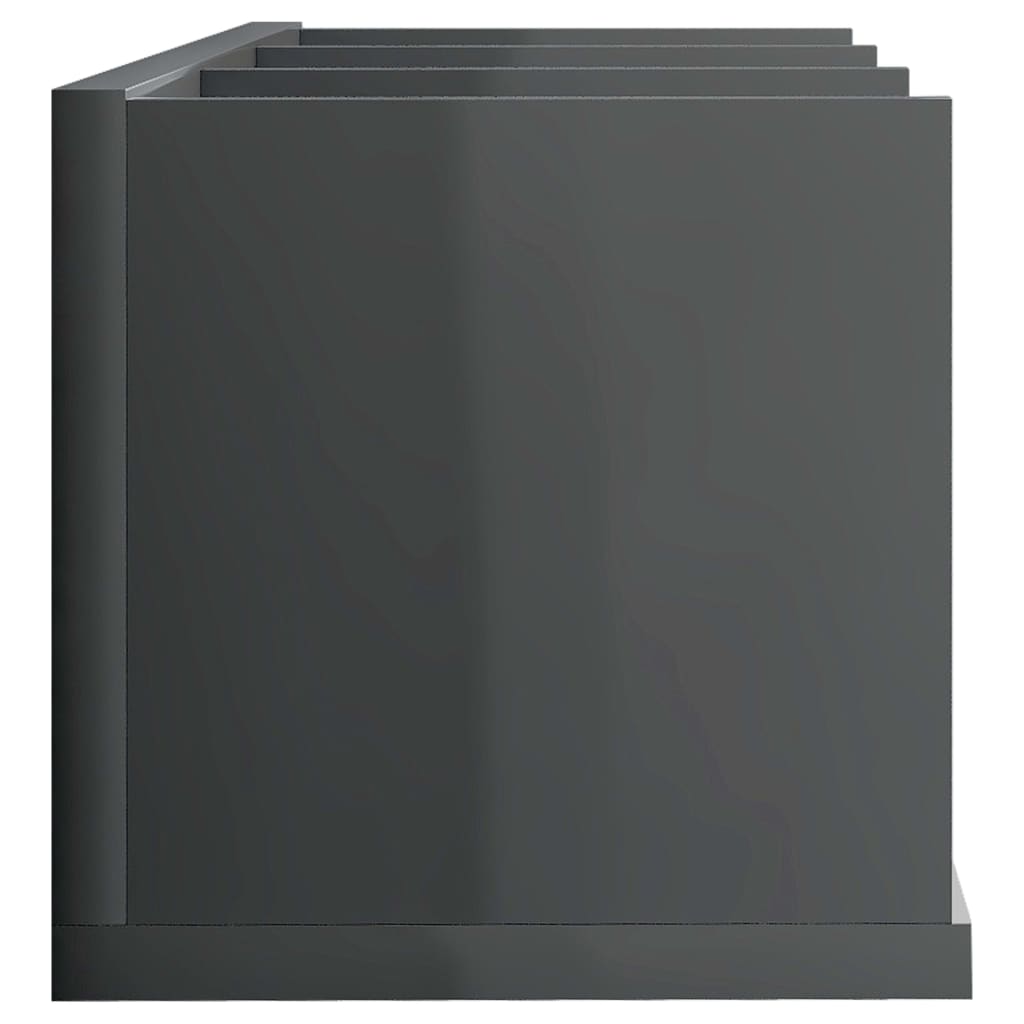 vidaXL Настінна полиця для CD-дисків Глянцевий сірий 75x18x18 см ДСП