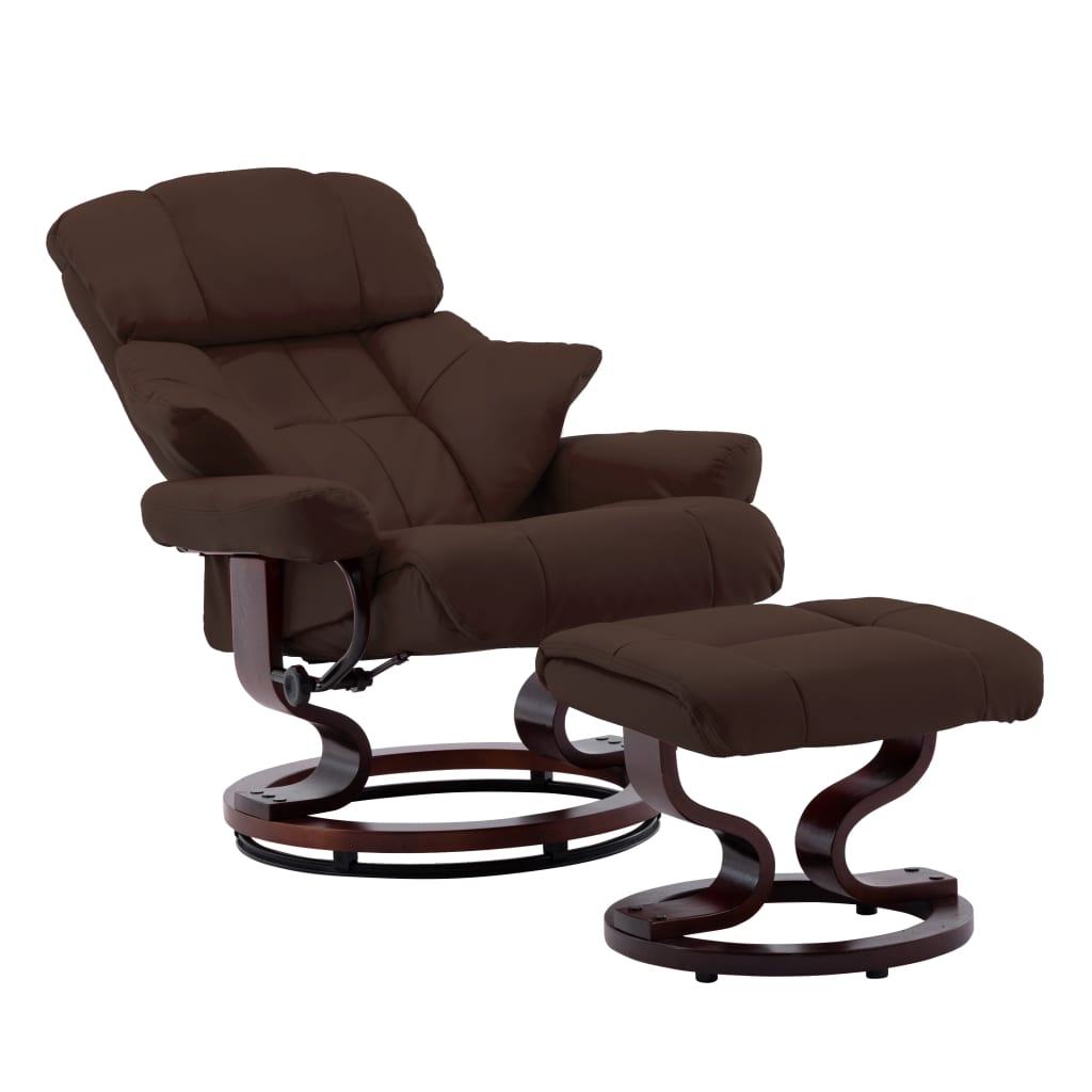 vidaXL Відкидне крісло з табуретом Штучна шкіра/Гнуте дерево