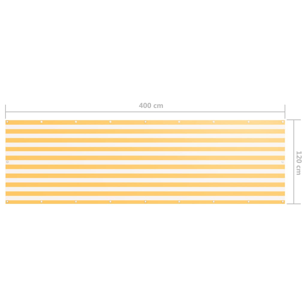 vidaXL Балконна Ширма Білий/Жовтий 120x400 см Тканина Оксфорд