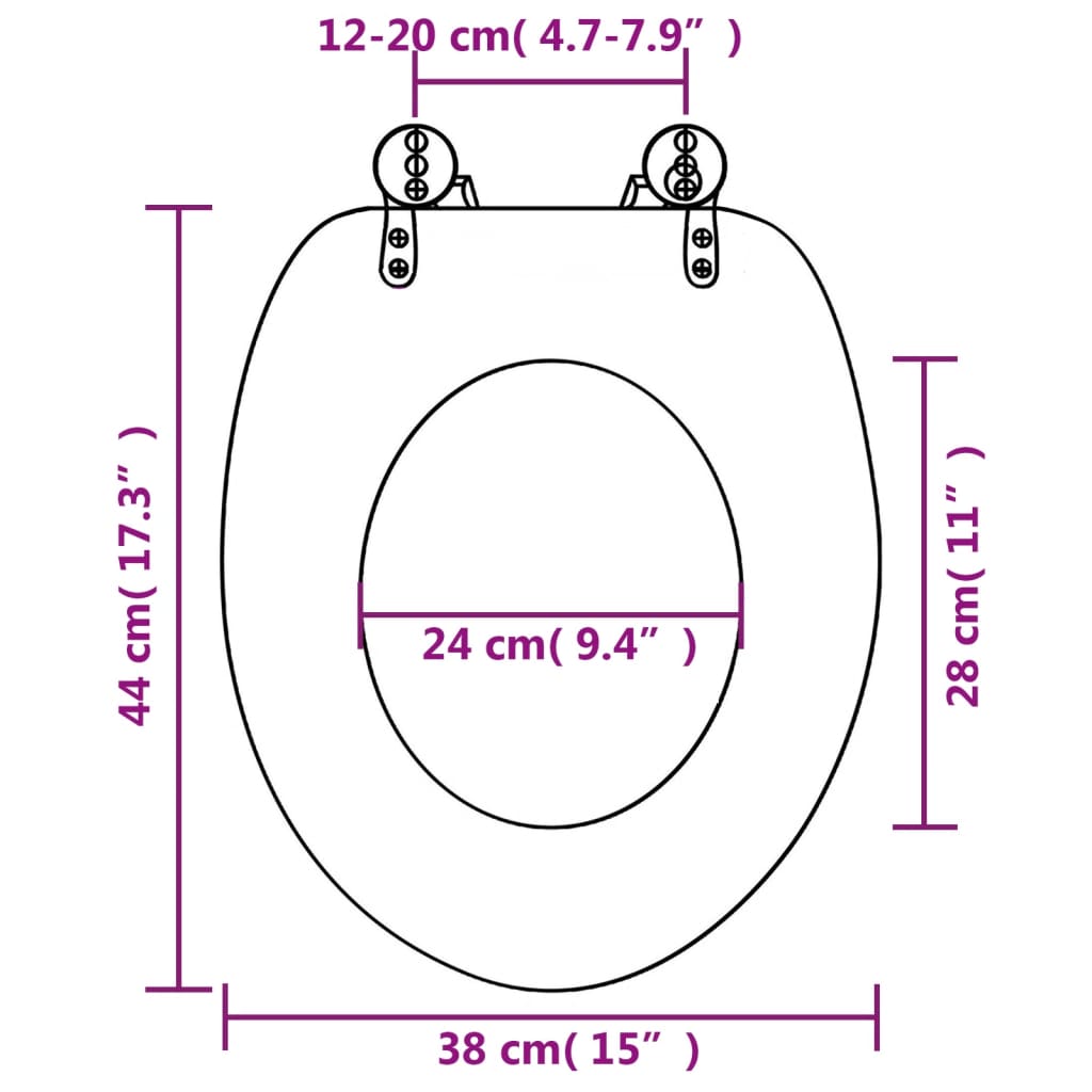143930 vidaXL WC Toilet Seat with Soft Close Lid MDF Dolphins Design
