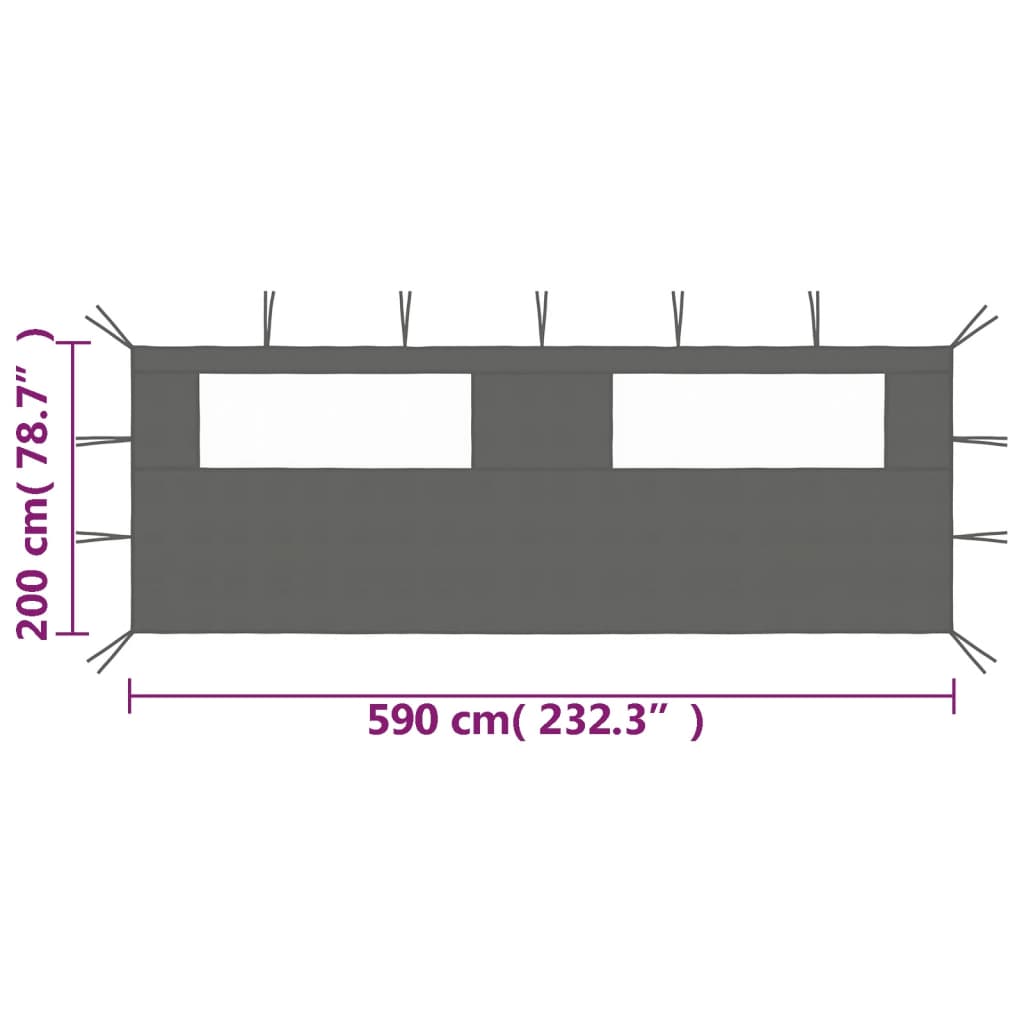 vidaXL Боковини для Альтанки з Вікнами 2 шт Антрацит 3x2,1 м 70 г/м²