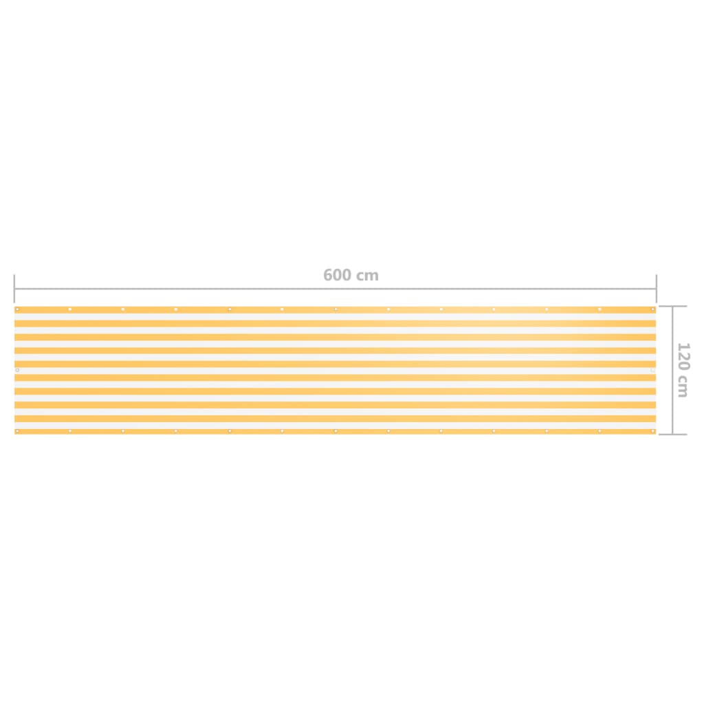vidaXL Балконна Ширма Білий/Жовтий 120x600 см Тканина Оксфорд