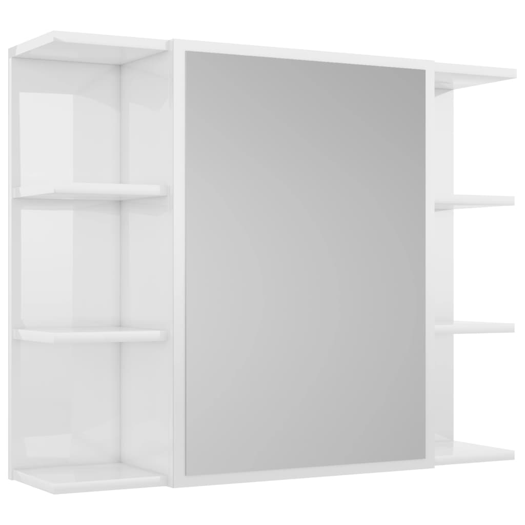 vidaXL Дзеркальна шафа для ванної Глянцевий білий 80x20,5x64 см ДСП