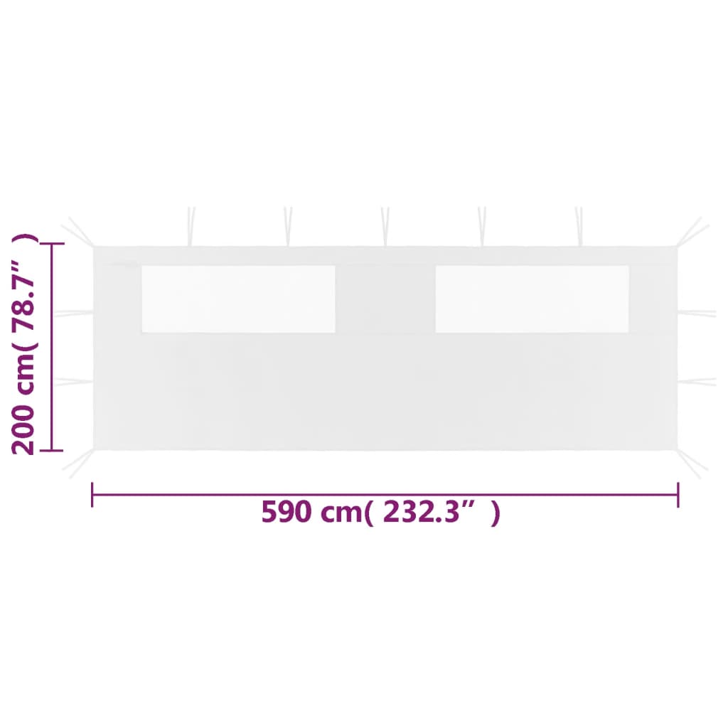 vidaXL Боковини для Альтанки з Вікнами 2 шт Білий 3x2,1 м 70 г/м²