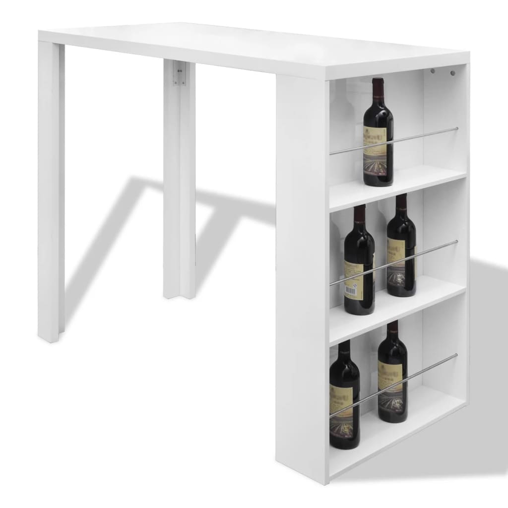 vidaXL Барний стіл зі стелажем для вина Глянцевий білий МДФ