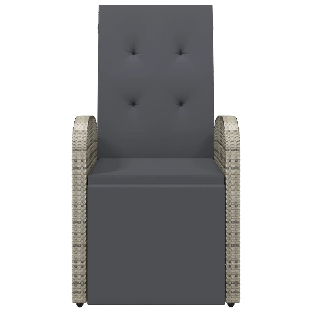 vidaXL Відкидне садове крісло з подушками Сірий Поліротанг
