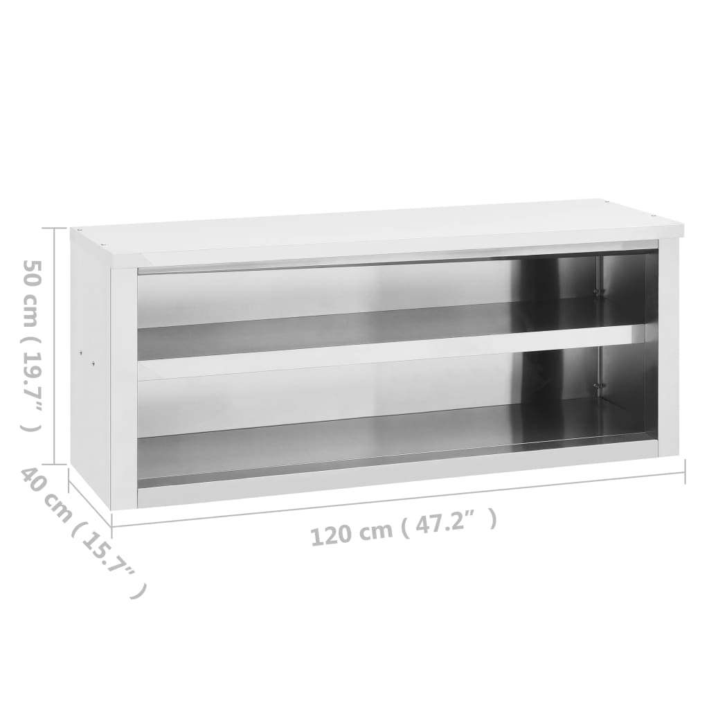 vidaXL Настінна кухонна шафа 120x40x50 см Нержавіюча сталь