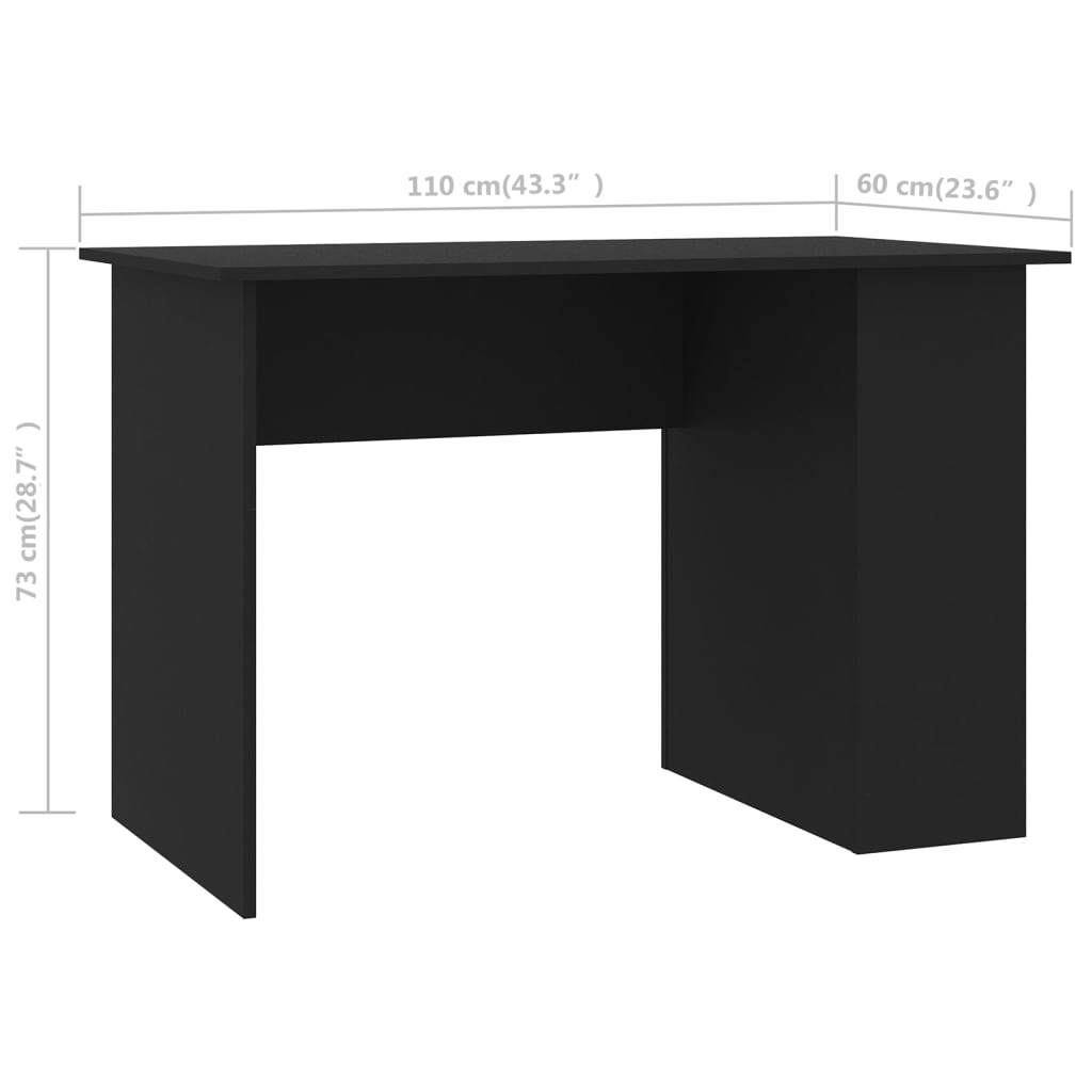 vidaXL Письмовий стіл Чорний 110x60x73 см ДСП