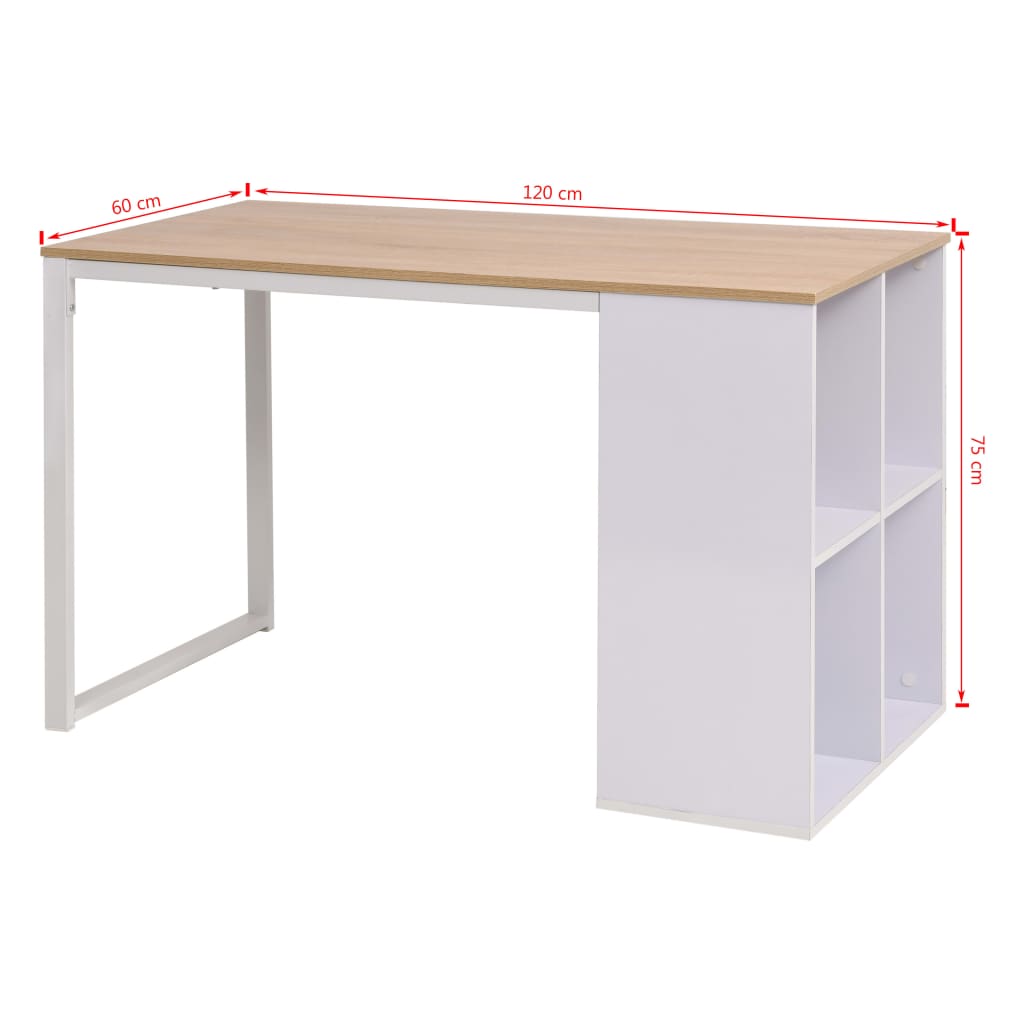 vidaXL Письмовий стіл Колір дуба і білий 120x60x75 см