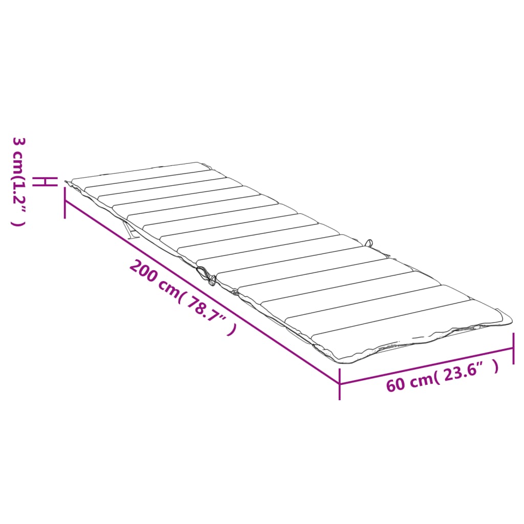 vidaXL Матрац для шезлонга Зелений 200x60x3 см Тканина