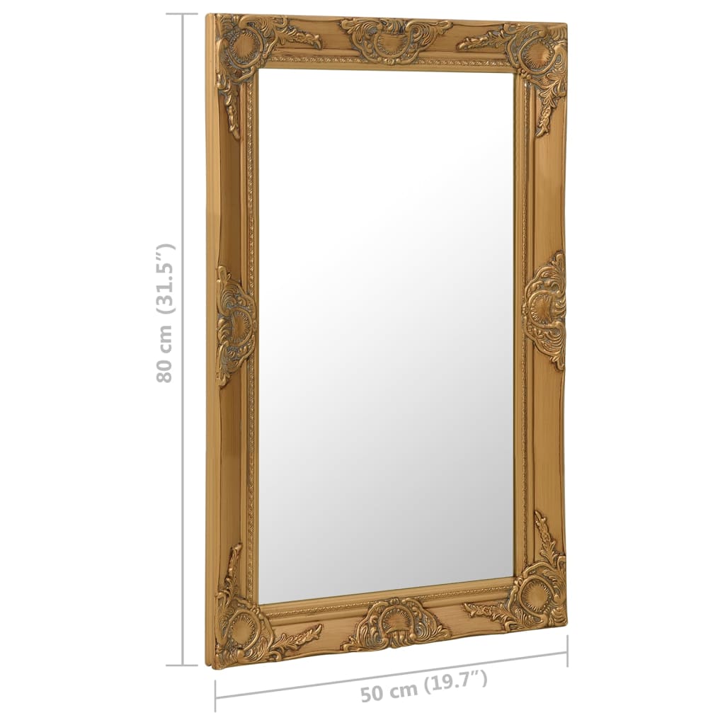 vidaXL Настінне дзеркало в стилі Бароко Золотистий 50x80 см