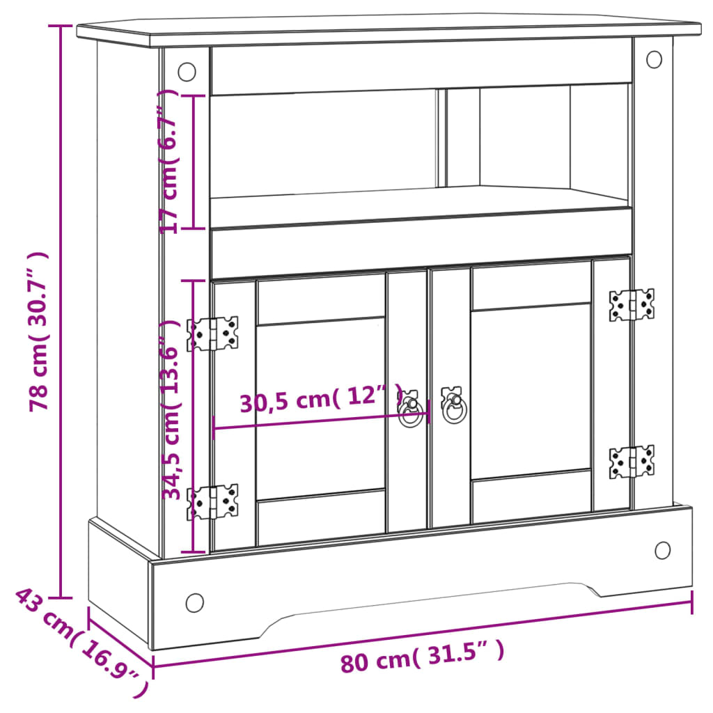 243739 vidaXL Console Table Mexican Pine Corona Range 80x43x78 cm