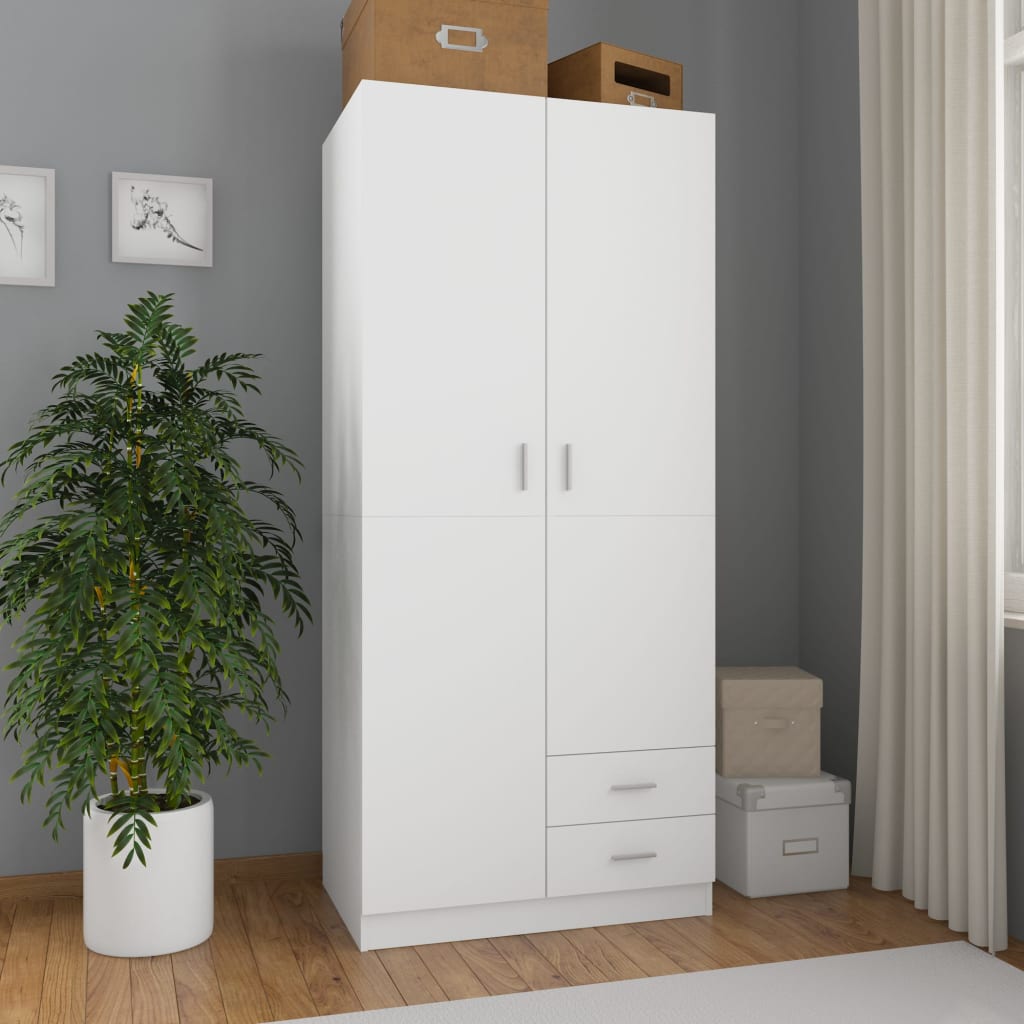 800639 vidaXL Wardrobe White 80x52x180 cm Chipboard