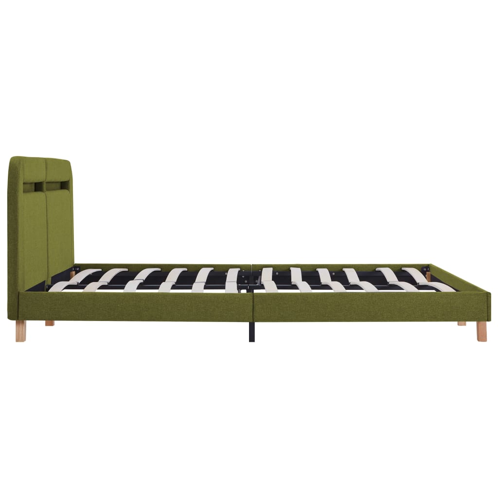 vidaXL Каркас ліжка зі світлодіодами Зелений 180x200 см Тканина