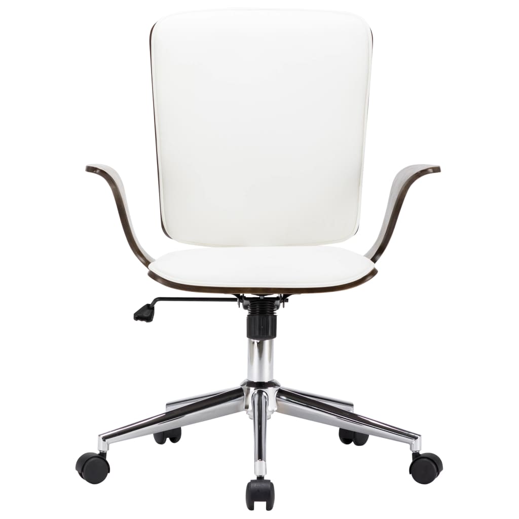 vidaXL Поворотне офісне крісло Білий Штучна шкіра/Гнута деревина