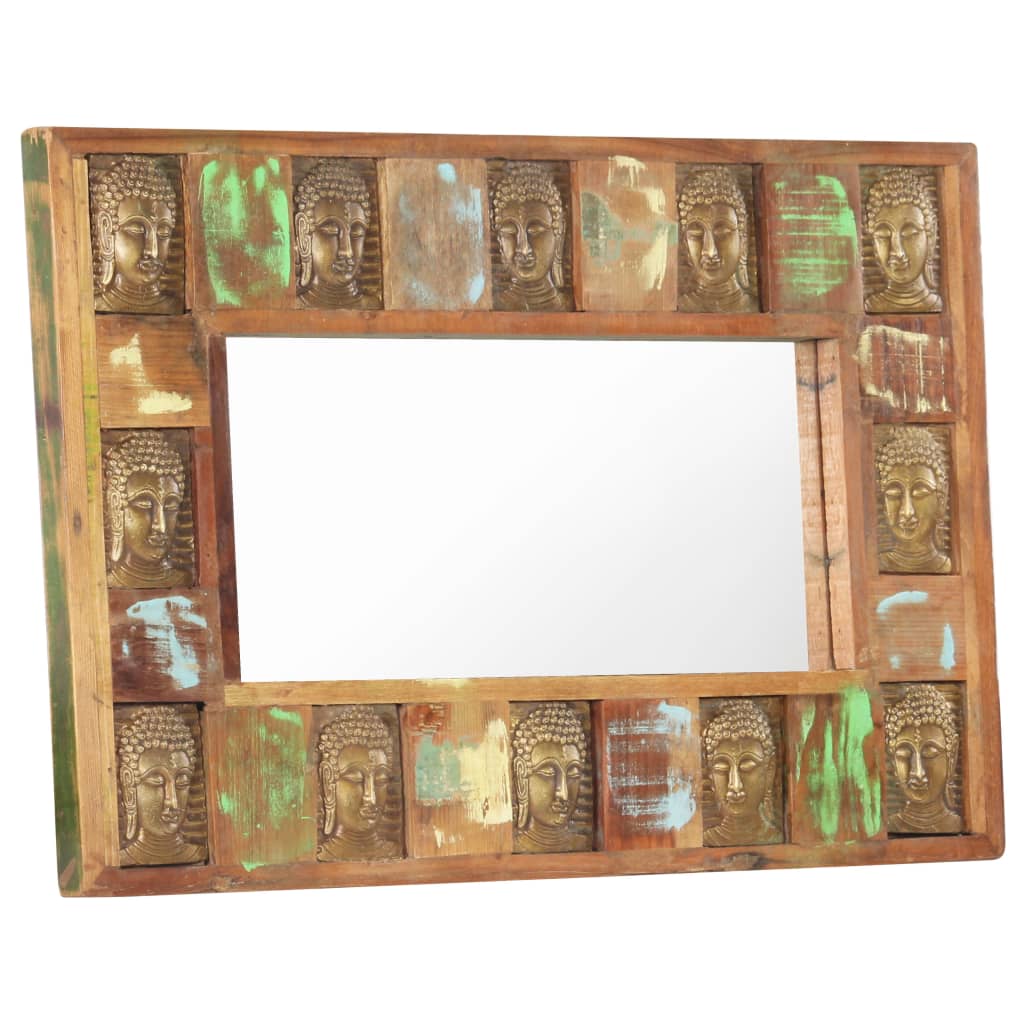 vidaXL Дзеркало з образами Будди 80x50 см Масив відновленої деревини