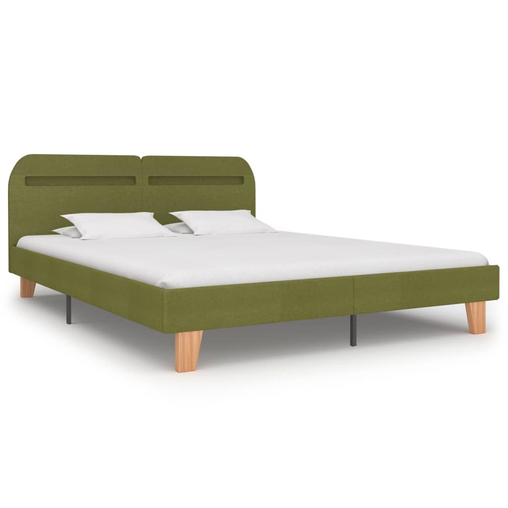 vidaXL Каркас ліжка зі світлодіодами Зелений 160x200 см Тканина