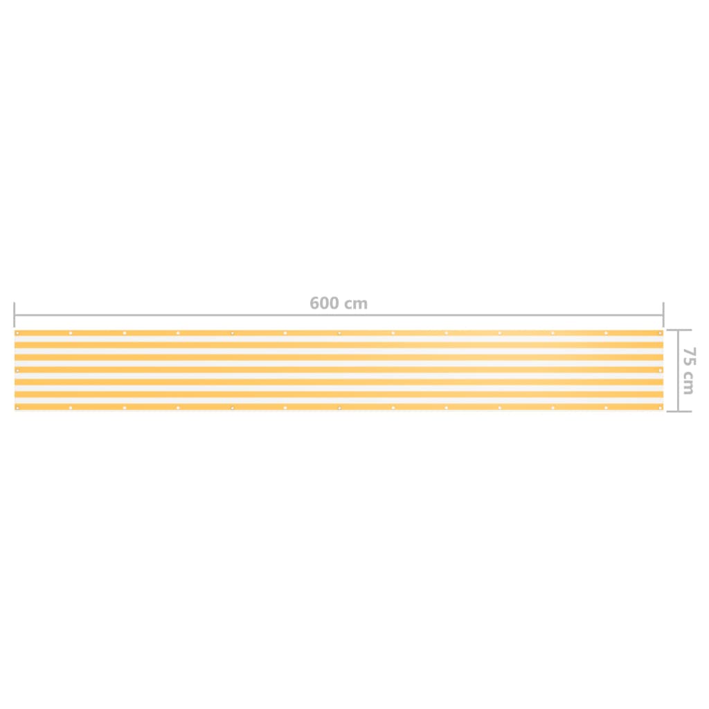vidaXL Балконна Ширма Білий/Жовтий 75x600 см Тканина Оксфорд