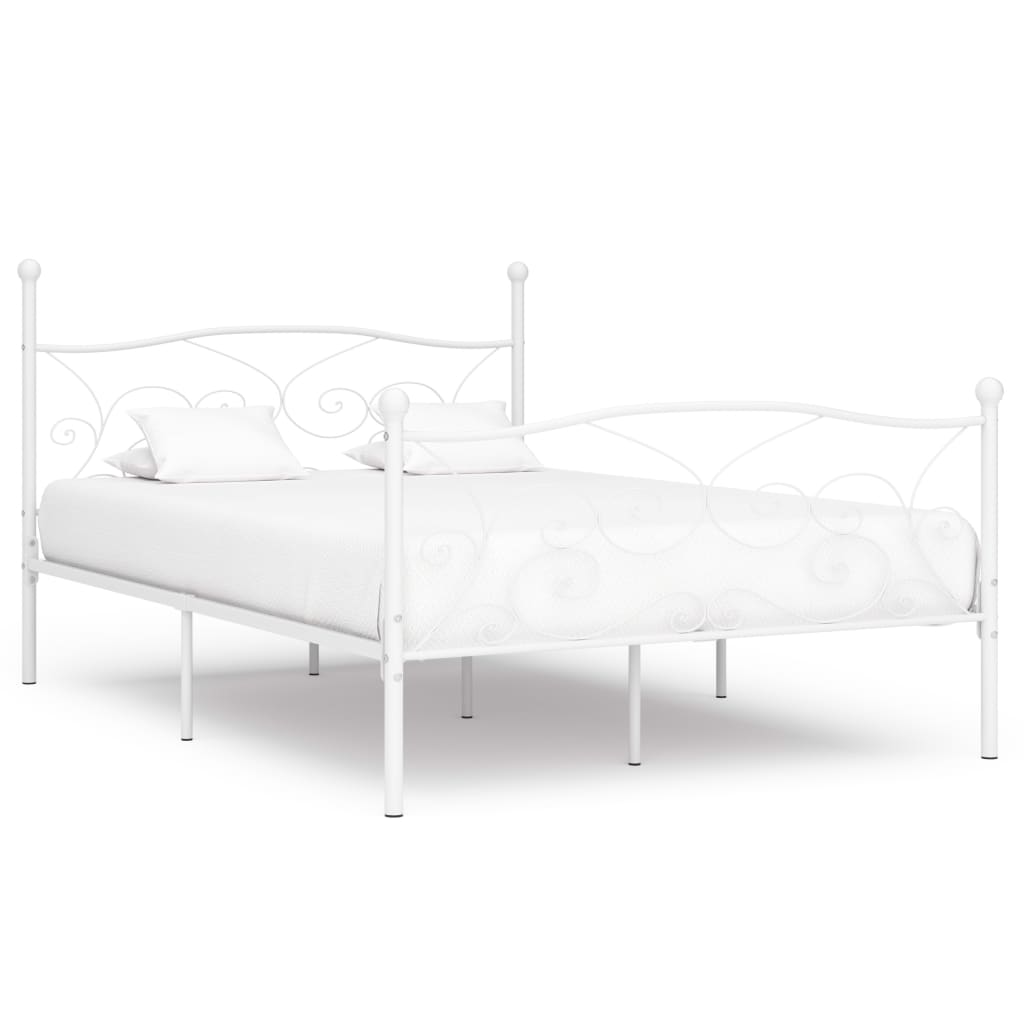 vidaXL Каркас Ліжка з Ламельною Основою Білий 160x200 см Метал