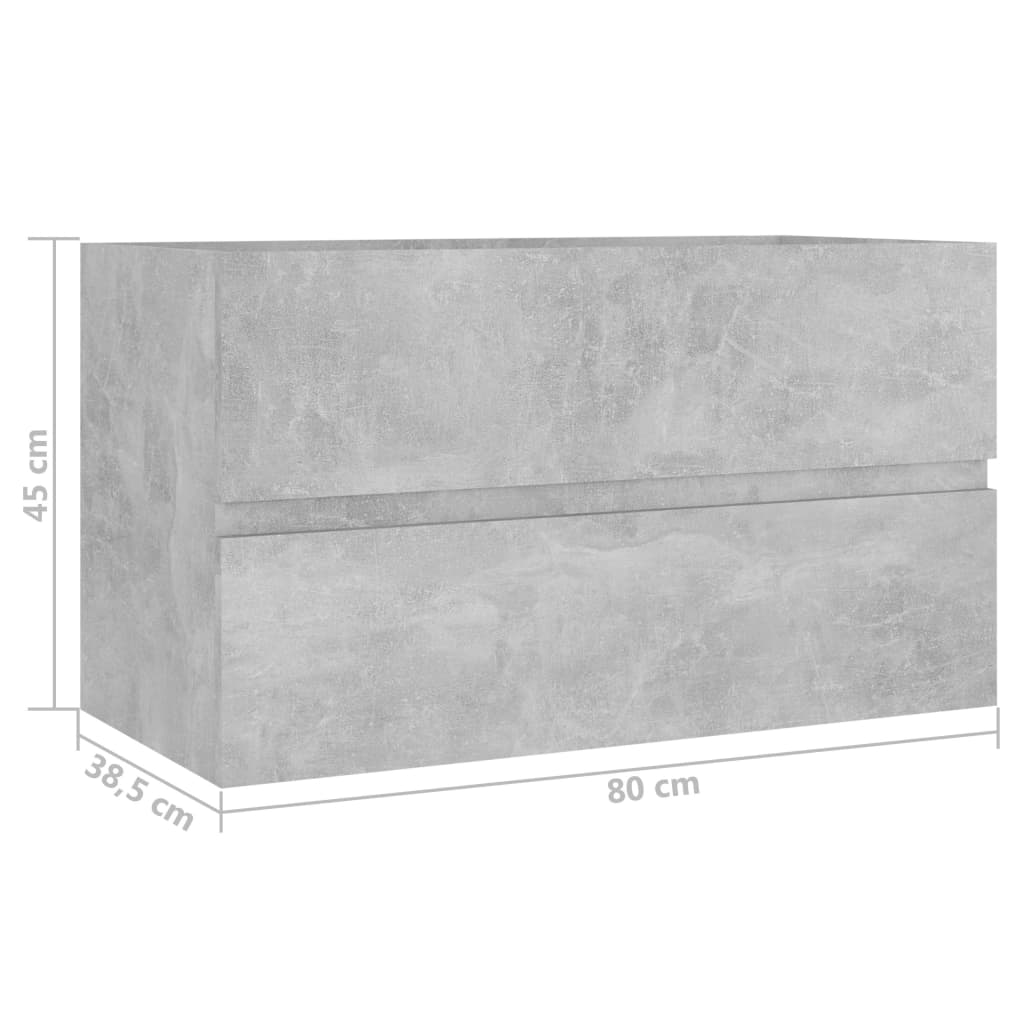 804750 vidaXL Sink Cabinet Concrete Grey 80x38,5x45 cm Chipboard