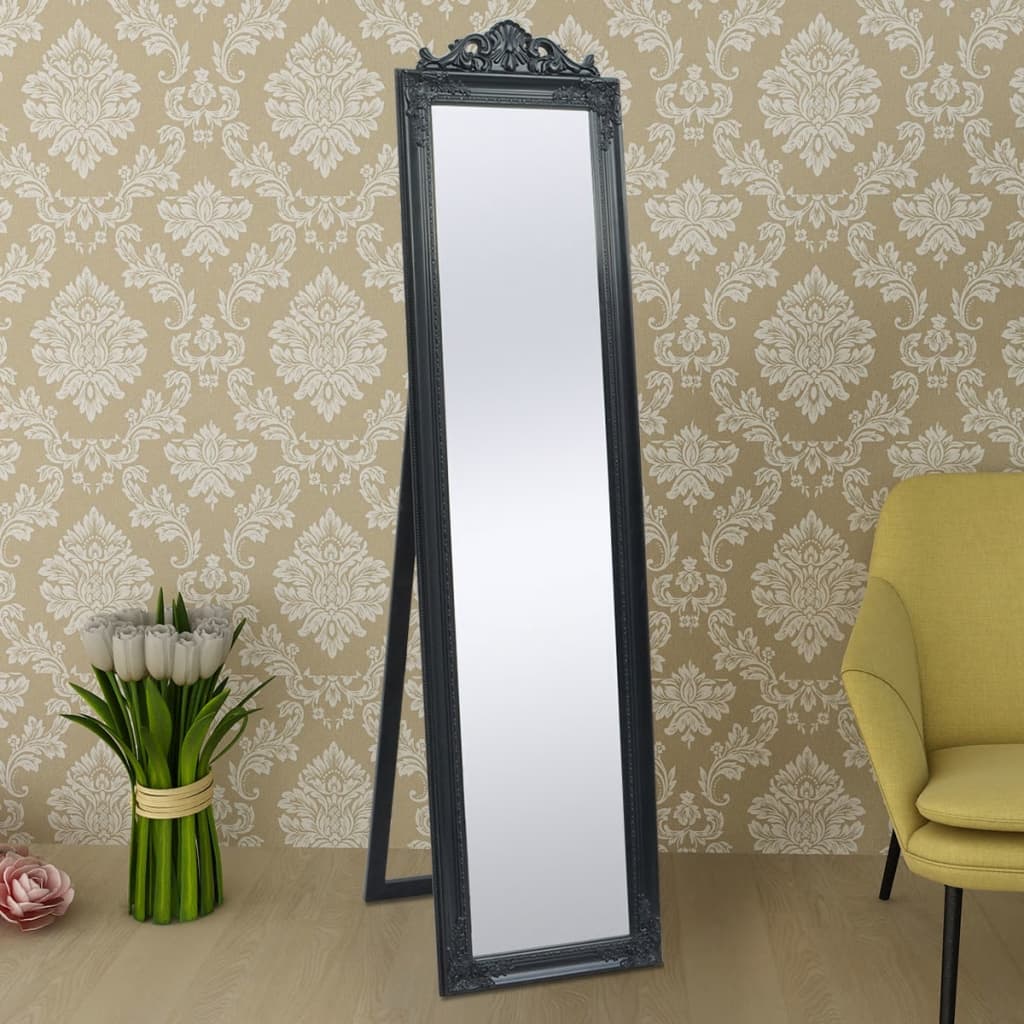 vidaXL Окремостояче дзеркало в стилі Бароко Чорний 160х40 см