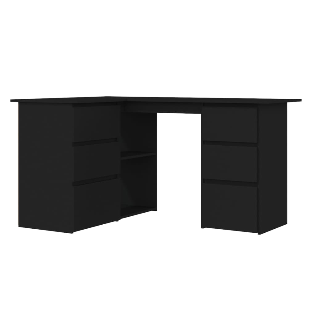 vidaXL Кутовий письмовий стіл Чорний 145x100x76 см ДСП