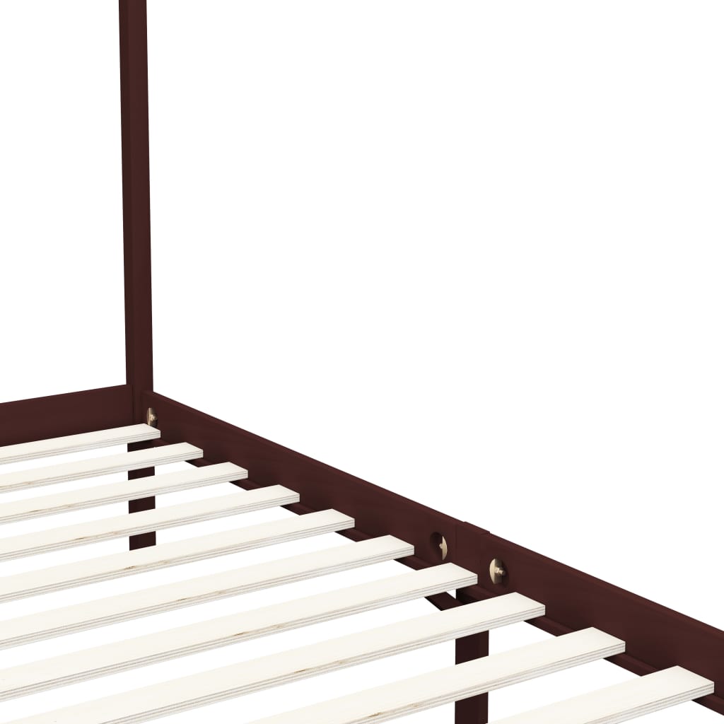 vidaXL Каркас ліжка з балдахіном Темно-коричневий 90x200 см Масив сосни