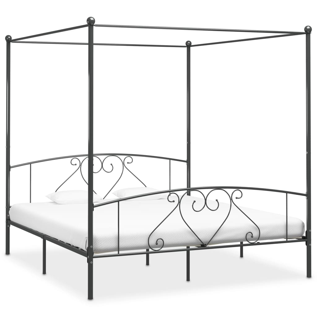 vidaXL Каркас ліжка з балдахіном Сірий 200х200 см Метал
