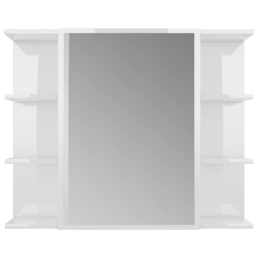vidaXL Дзеркальна шафа для ванної Глянцевий білий 80x20,5x64 см ДСП