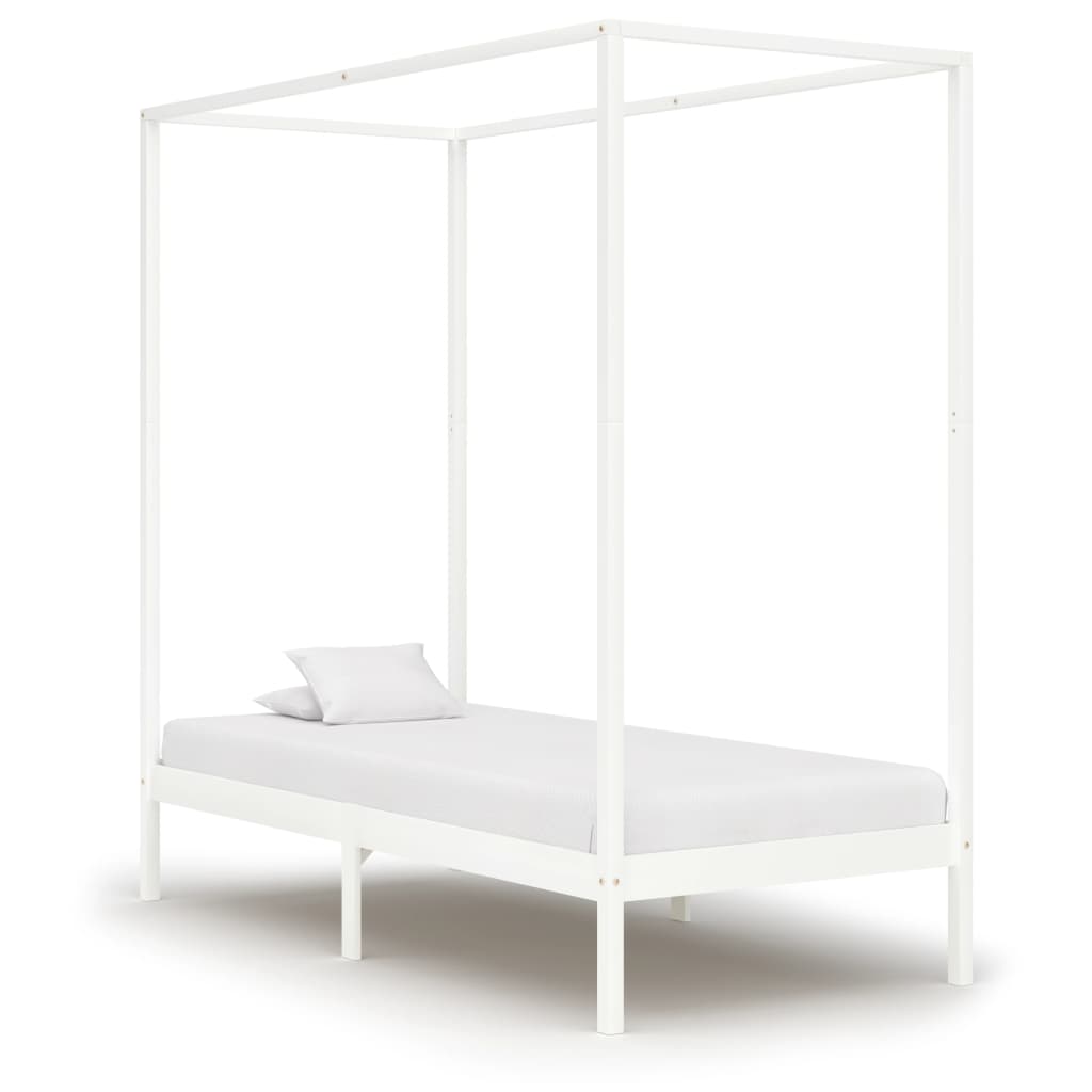 vidaXL Каркас ліжка з балдахіном Білий 100x200 см Масив сосни