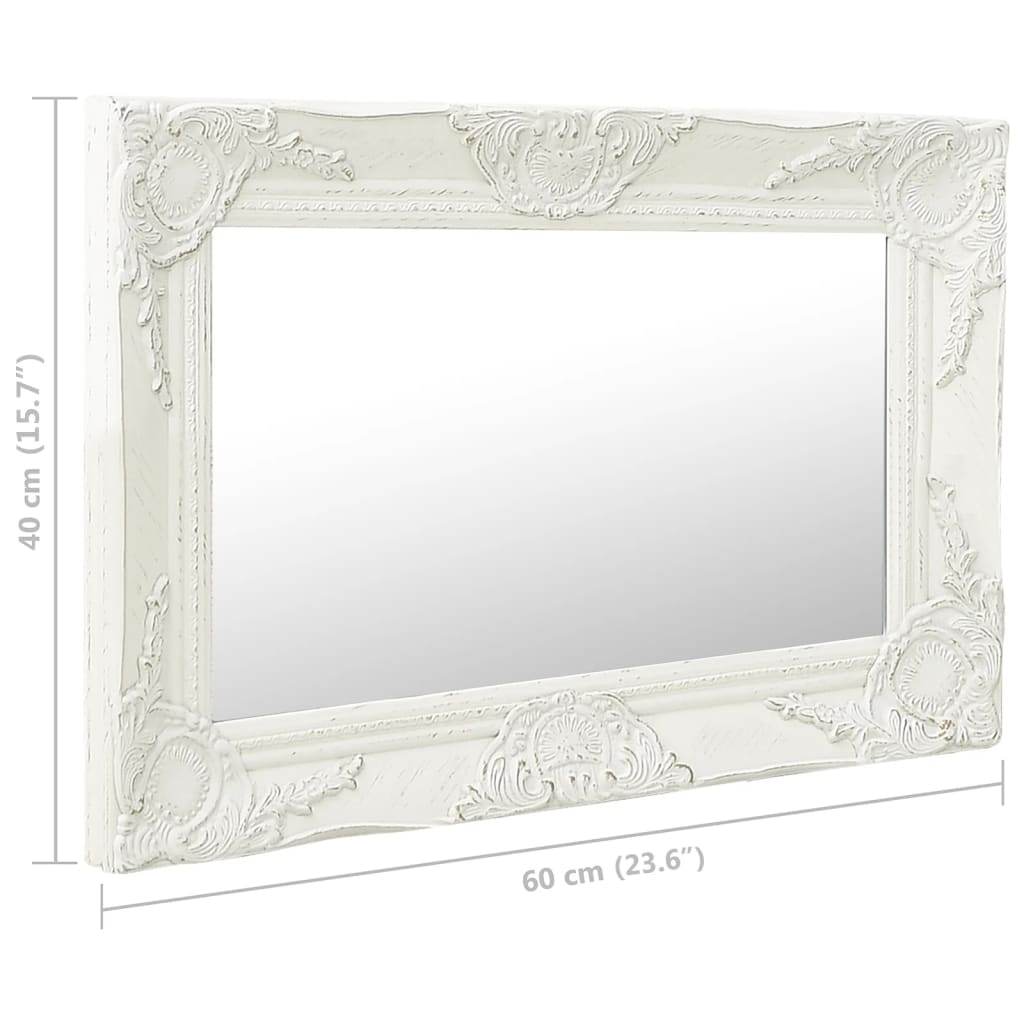 vidaXL Настінне дзеркало в стилі Бароко Білий 60x40 см